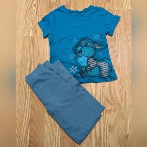 Girls Disney Bambi Thumper T-shirt Primary Leggings - Short Sleeve Top & Pants 6